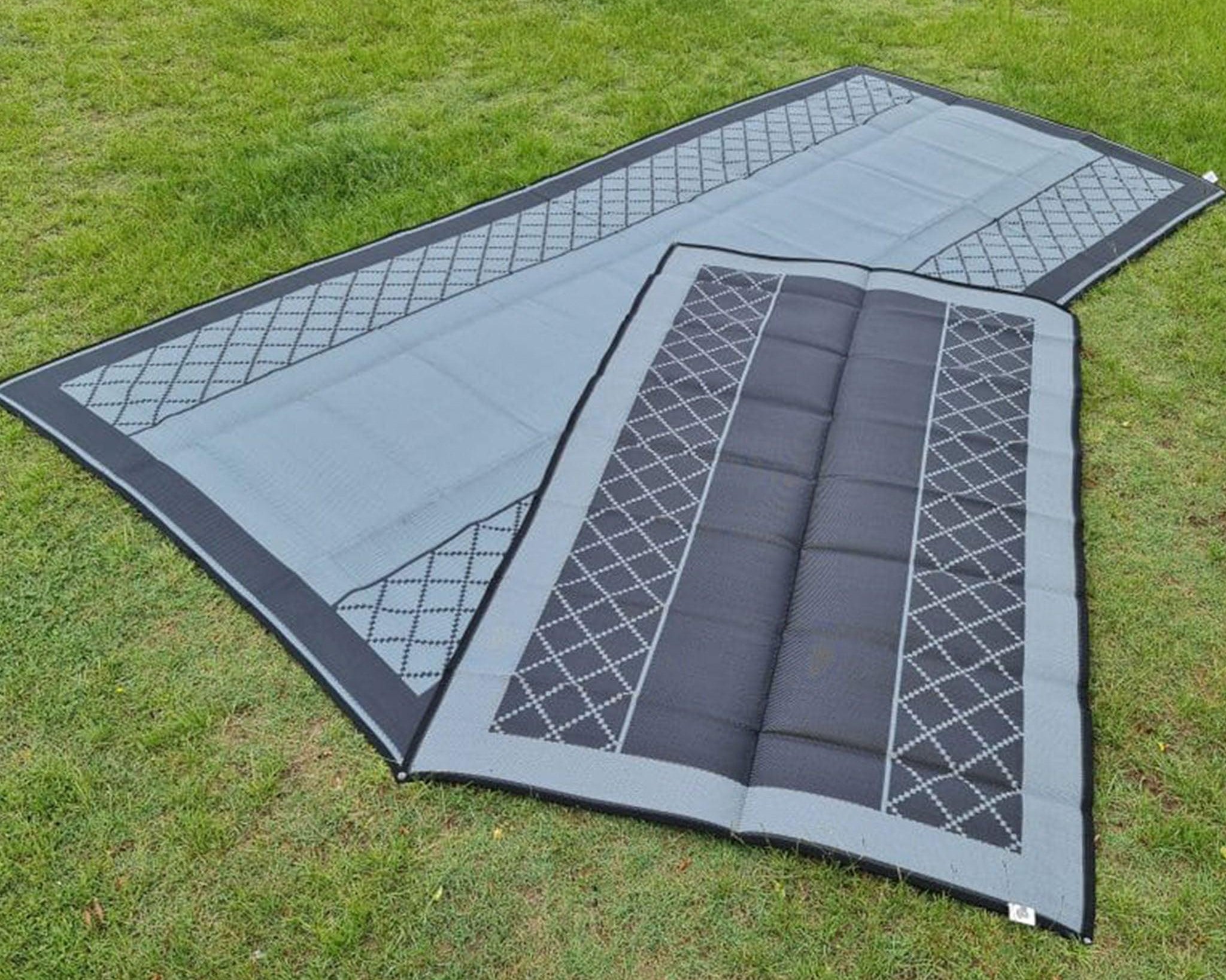 Annexe Mat - Crisscross Plain Centre Grey/Black - Xtend Outdoors